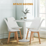 Round Dining Table Set for 4 with Pedestal Base, PU Padded Seats, for Small Space
