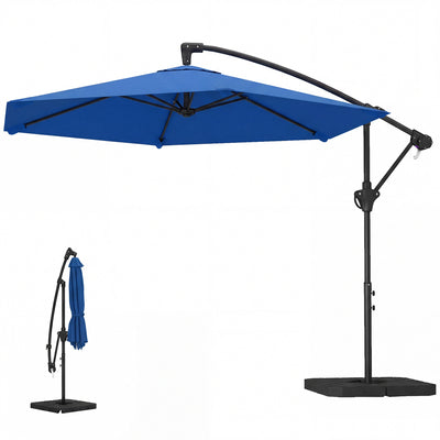 9.7 ft Offset Patio Umbrella with Water/Sand Fillable Weights, Garden Hanging Parasol with Locking Latch