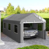 10' x 20' Carport, Heavy Duty Portable Garage with 6 Mesh Windows and 2 Doors