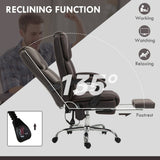 Massage Office Chair, Reclining Executive Office Chair with 6-Point Vibration, Footrest and High Back
