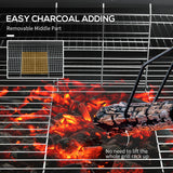 Barrel Charcoal BBQ Smoker, Barbecue with 420 sq.in. Cooking Area, Wheels