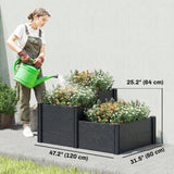 Vinyl Raised Garden Bed Kit, 3-Tier Elevated Garden Box with Open Bottom