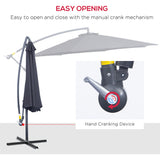 Parasol de patio 10' Deluxe Parasol de marché extérieur Banana Suspendu Ombrelle avec base croisée à manivelle