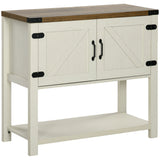 Farmhouse Kitchen Storage Cabinet, Free Standing Sideboard Console Table with Barn Doors, Bottom Shelf
