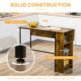Table hauteur comptoir avec abattant, table de bar extensible avec étagère de rangement réglable
