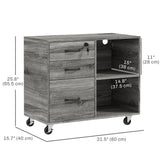 Mobile Printer Stand with Charging Station USB Ports Locking Filing Cabinet for A4 Letter Size