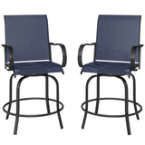Ensemble de 2 tabourets de bar extérieurs, chaises de hauteur de bar pivotantes 360°, 26,8