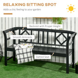 Wooden Outdoor Bench, 3 Person Patio Garden Bench with Diamond Pattern Backrest, 792 LBS Capacity