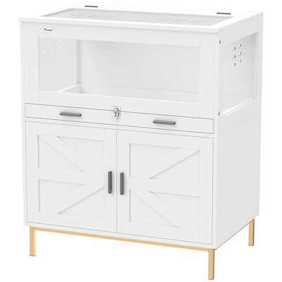Hamster Cage with Storage Cabinet, Small Animal Cage with Pull Out Drawer and Acrylic Panels, 30