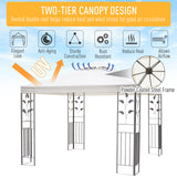 10' x 10' Outdoor Garden Metal Gazebo Patio Canopy Marquee Patio Party Tent Canopy Shelter Vented Roof Decorative Frame