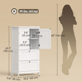 Bathroom Storage Cabinet, Narrow Bathroom Cabinet with 2 Drawers, Adjustable Shelf for Living Room