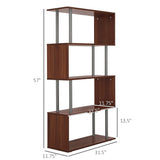 Étagère géométrique en bois à 5 niveaux en forme de S, bibliothèque de rangement avec cadre métallique pour le salon