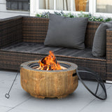 Outdoor Fire Pit, 24 Inch Metal Wood Burning Fireplace with Spark Cover