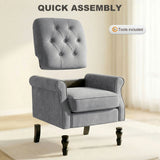 Accent Chair, Mid-Century Modern Armchair with Thick Padded Seat, Solid Wood Legs