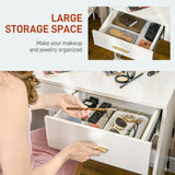 Makeup Vanity Desk Set with Stool, Dressing Table with LED Lighting Mirror, Drawers