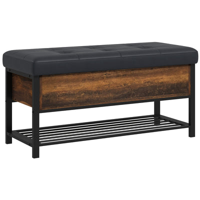 Shoe Storage with Seat, Upholstered Hallway Bench, Shoe Bench with Flip Top and Hidden Space for 4 Pairs of Shoes