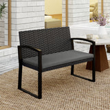 2 Seater Outdoor Bench, Steel Frame for Patio