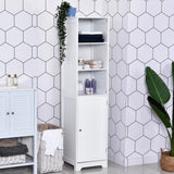 Tall Bathroom Storage Cabinet, Freestanding Tower Cabinet with Adjustable Shelf, 3 Open Shelves