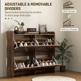 Narrow Shoe Storage Cabinet with 4 Flip Drawers, Adjustable Shelves, 16 Pair Farmhouse Shoe Cabinet