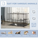 39 Pcs Small Animal Cage Bunny Hutch Portable Metal Wire with Ramps for Kitten Chinchilla