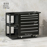 7-Drawer Rolling Tool Chest with Detachable Side Shelf, Lockable Tool Cabinet Box Organizer with Wheels