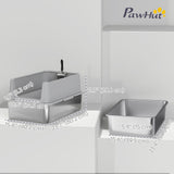 XL Stainless Steel Cat Litter Box for Big and Multiple Cats with High Wall Side