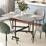 Table à Manger à Abattant pour Six Personnes avec Roulettes