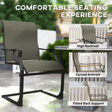 C Spring Motion Patio Chairs Set of 2 with Curved High Backrest, All Weather Breathable Fabric, Metal Frame