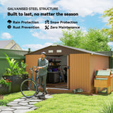 11' x 13'Garden Storage Shed w/ Foundation Kit Metal Tool Storage House w/ Double Doors