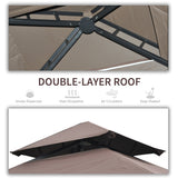 8' x 5' Grill Gazebo Double Tiered Tent Pavilion Grill Canopy Garden Sun Shade with 2-Tires Shelf