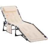 Chaise longue patio pliante, chaise longue rembourrée pour bronzage avec dossier ajustable 5 positions
