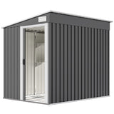 5x7 Garden Shed, Lean-to Metal Storage with Foundation, Sliding Door & 2 Vents for Garden Tools
