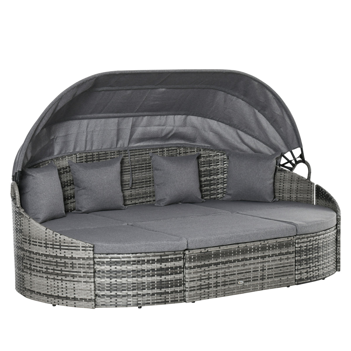 4 Pieces Patio PE Wicker Round Daybed