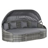 4 Pieces Patio PE Wicker Round Daybed