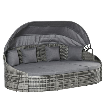 4 Pieces Patio PE Wicker Round Daybed