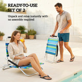Beach Chair Set of 2, Folding Backpack Beach Chairs