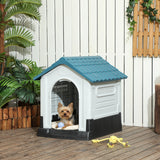 Outside Dog Kennel House with Windows, 64.5 x 57 x 66cm