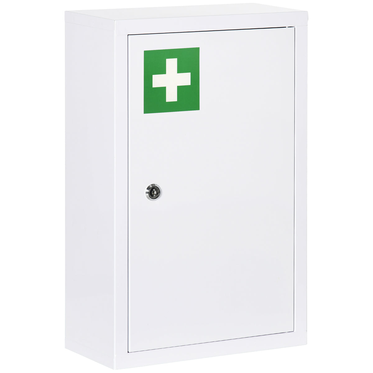 Lockable Medicine Cabinet, 3 Tier Steel Medical Wall Box with 2 Keys and Shelves for Bathroom