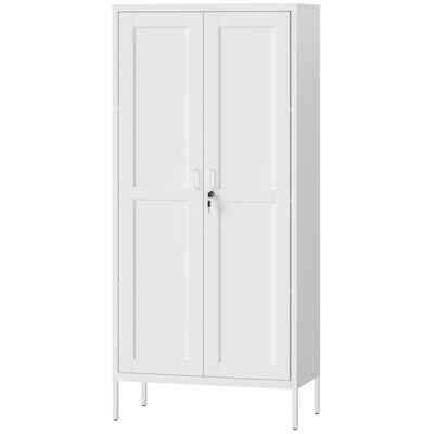 Office Storage Cabinet, Lockable Filing Cabinet with 3 Adjustable Shelves and 2 Doors for Home Office