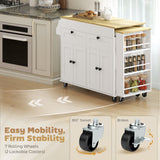 Kitchen Island with Sliding Expandable Top, Rolling Kitchen Cart with Drawers