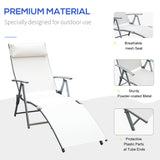 Outdoor Folding Chaise Lounge Chair Steel Portable Recliner with 7 Adjustable Backrest Positions