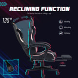Cute Racing Gamer Chair, Faux Leather Gaming Chair with Footrest, Headrest and Lumbar Support