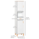 Bathroom Storage Cabinet with Cupboards and Drawer, Floor Free Standing Linen Tower, Tall Slim Side Organizer Shelves