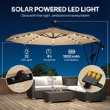 9.7ft Solar LED Cantilever Patio Umbrella with 32 LED Lights