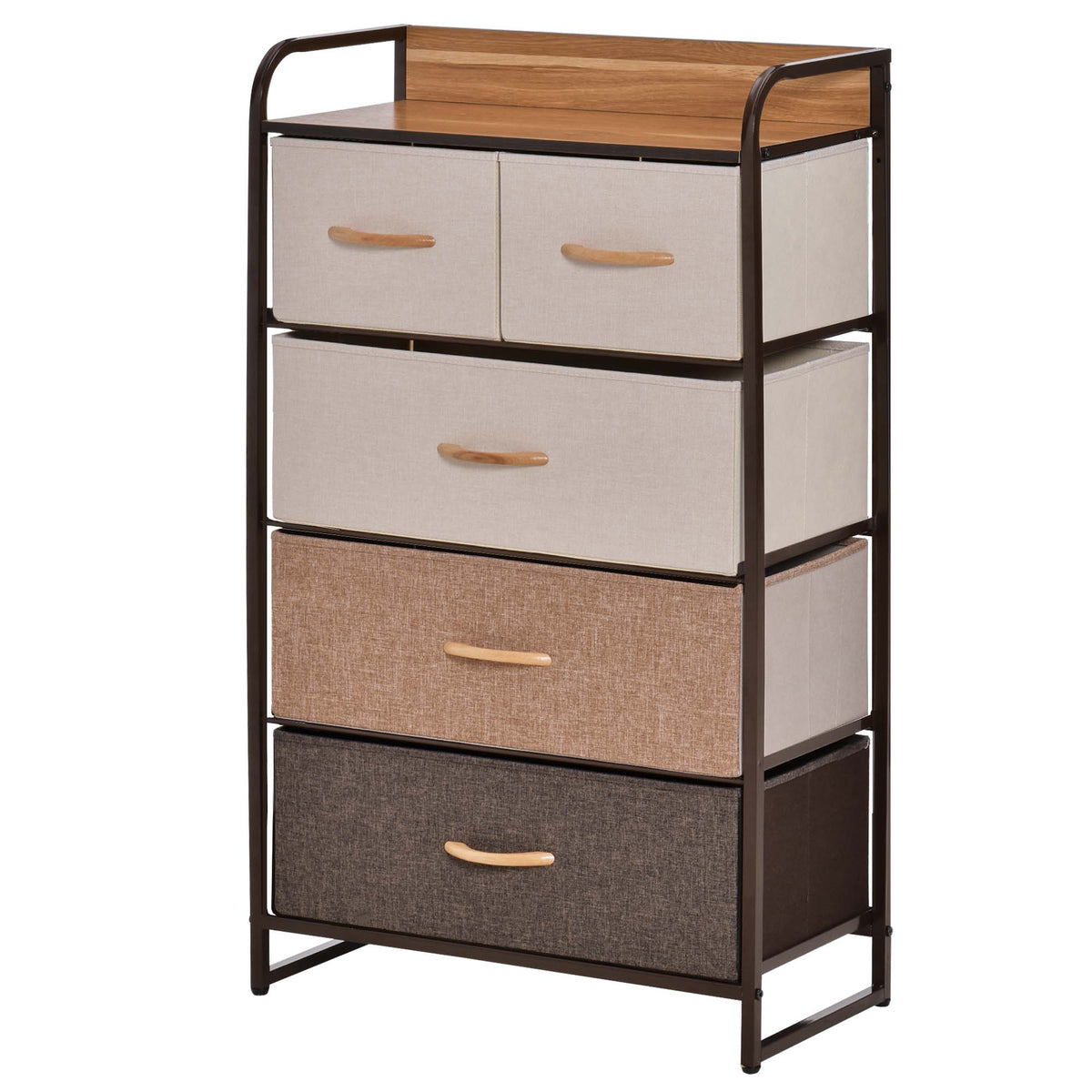 Dresser with 5 Drawers, Chest of Drawers with Metal Frame, Fabric Dresser for Living Room