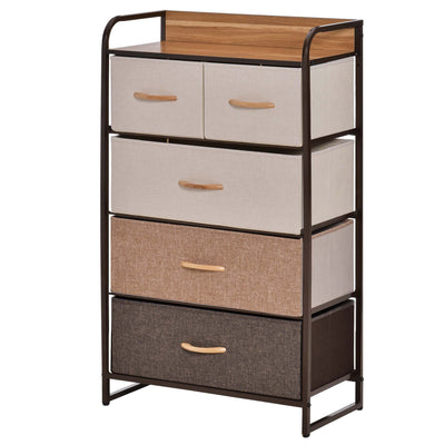 Dresser with 5 Drawers, Chest of Drawers with Metal Frame, Fabric Dresser for Living Room