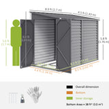 4.6' x 9' Steel Outdoor Storage Shed, Metal Tool House with Foundation Kit, Lockable Doors, Gloves and 2 Air Vents for Backyard