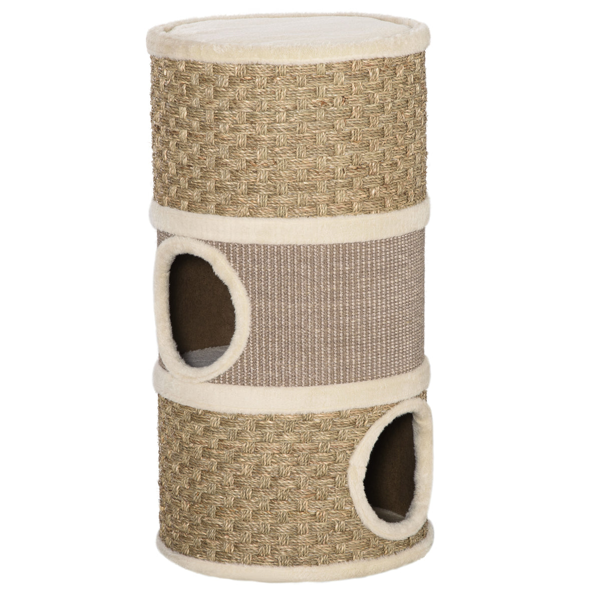 Cat Condo 3 Story Three Holes with Sisal Seaweed Scratching Cover Surface, 15