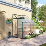 Walk-In Garden Greenhouse Aluminum Polycarbonate with Roof Vent for Plants Herbs Vegetables 8' x 4' x 7' Silver