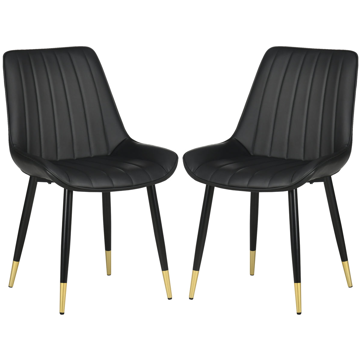 Dining Chairs Set of 2, Modern Kitchen Chair with PU Leather Upholstery and Steel Legs for Living Room